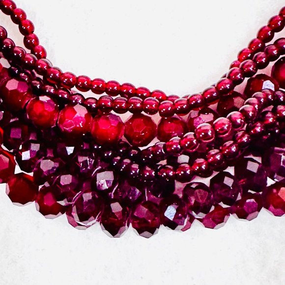 Vintage Multistrand Talbots Elegant Crystal Necklace Shades of Red - 34" - Picture 7 of 8